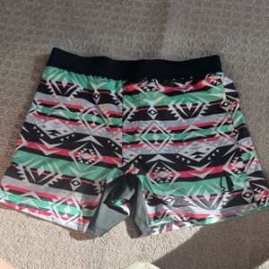 Tribal Patterned Shorts with Black Waistband